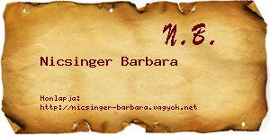 Nicsinger Barbara névjegykártya